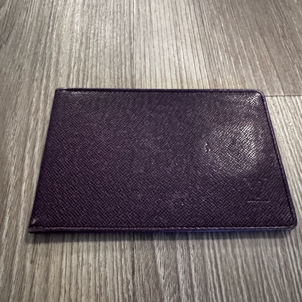 AUTHENTIC LV Purple Slim ID Card Holder Bifold Wallet Vintage